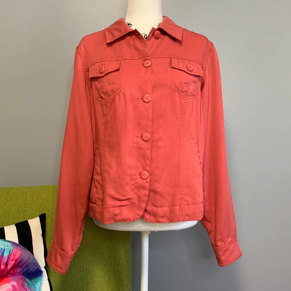 Coldwater Creek Salmon Button Utility Jacket